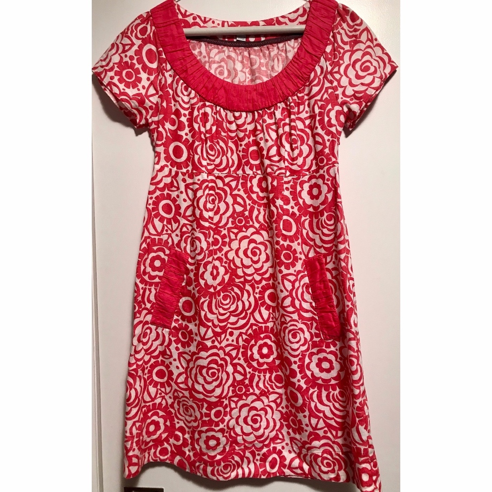 Boden Bright Pink Floral Summer Linen Dress